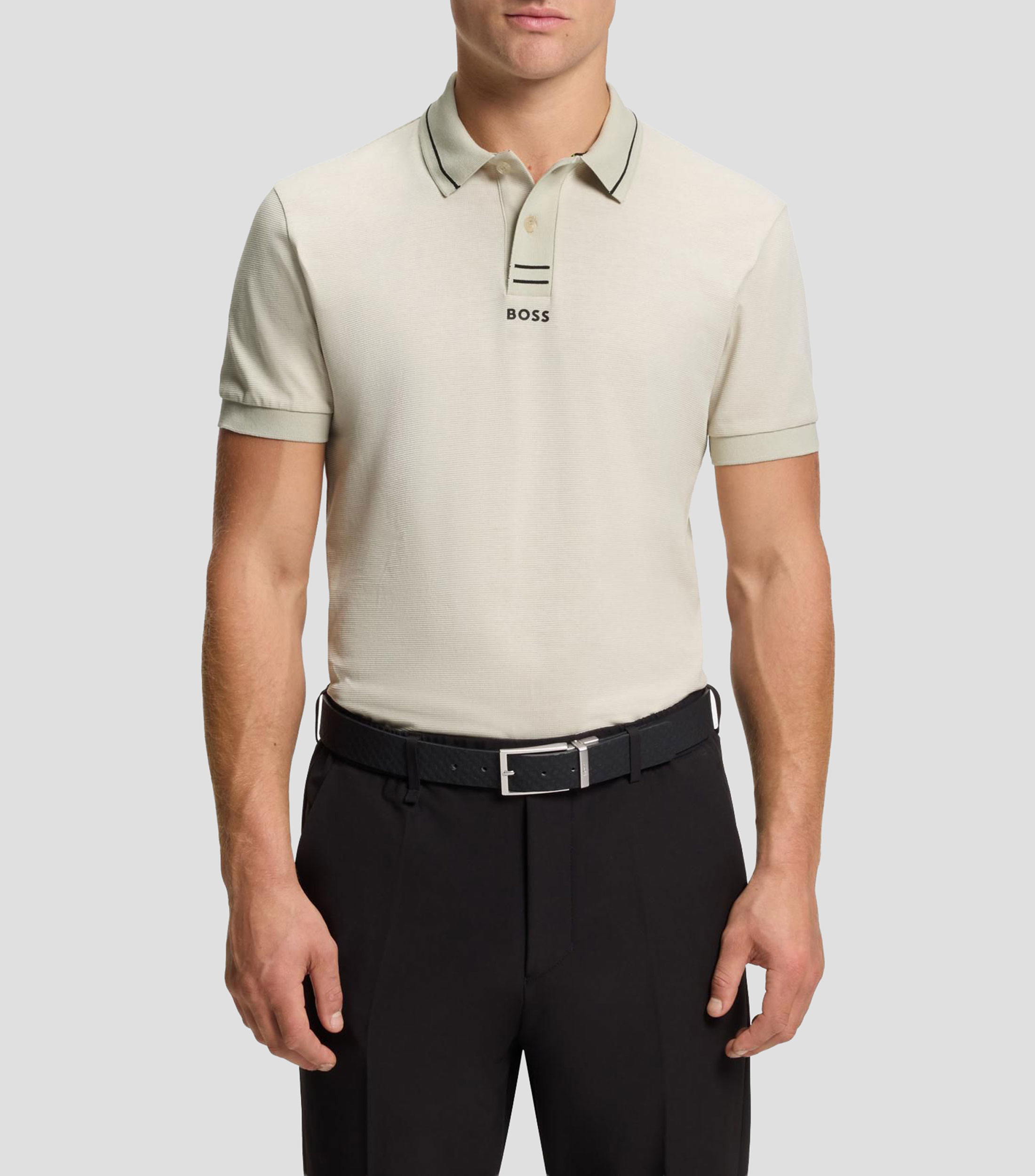 Polo slim de piqué de algodón Hombre